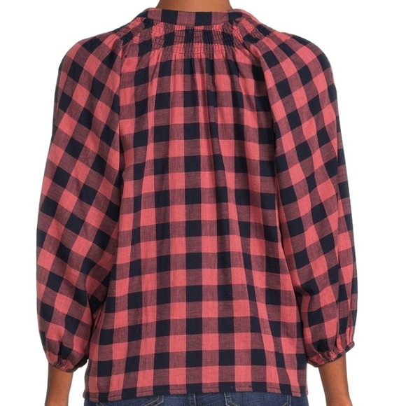 Plaid Puffy Sleeve Button Down Cotton shirt - XXL Plus Size - Picture 3 of 9